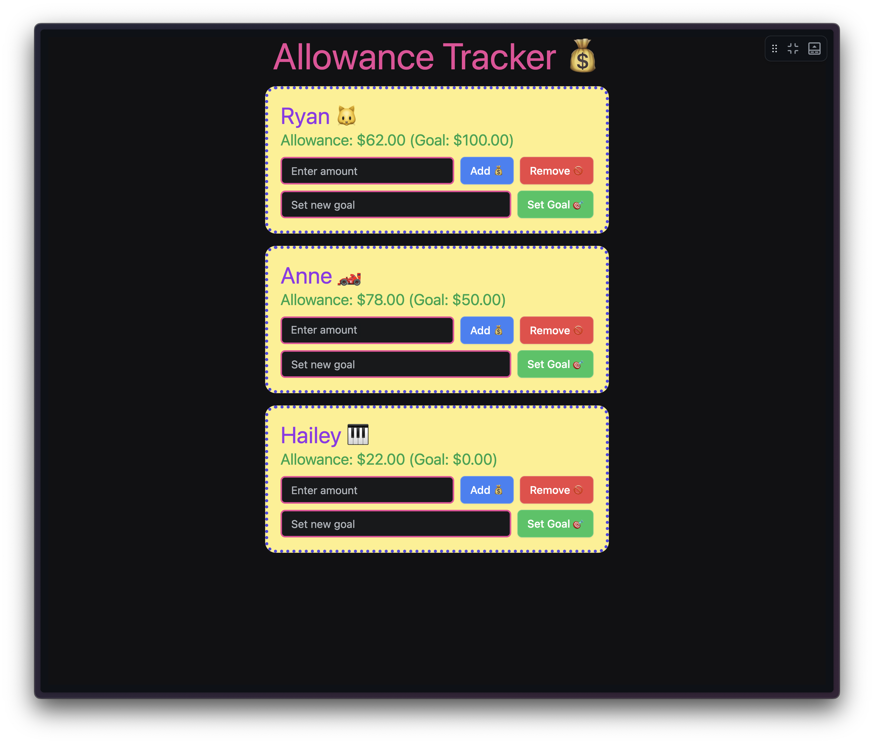 Allowance tracker app