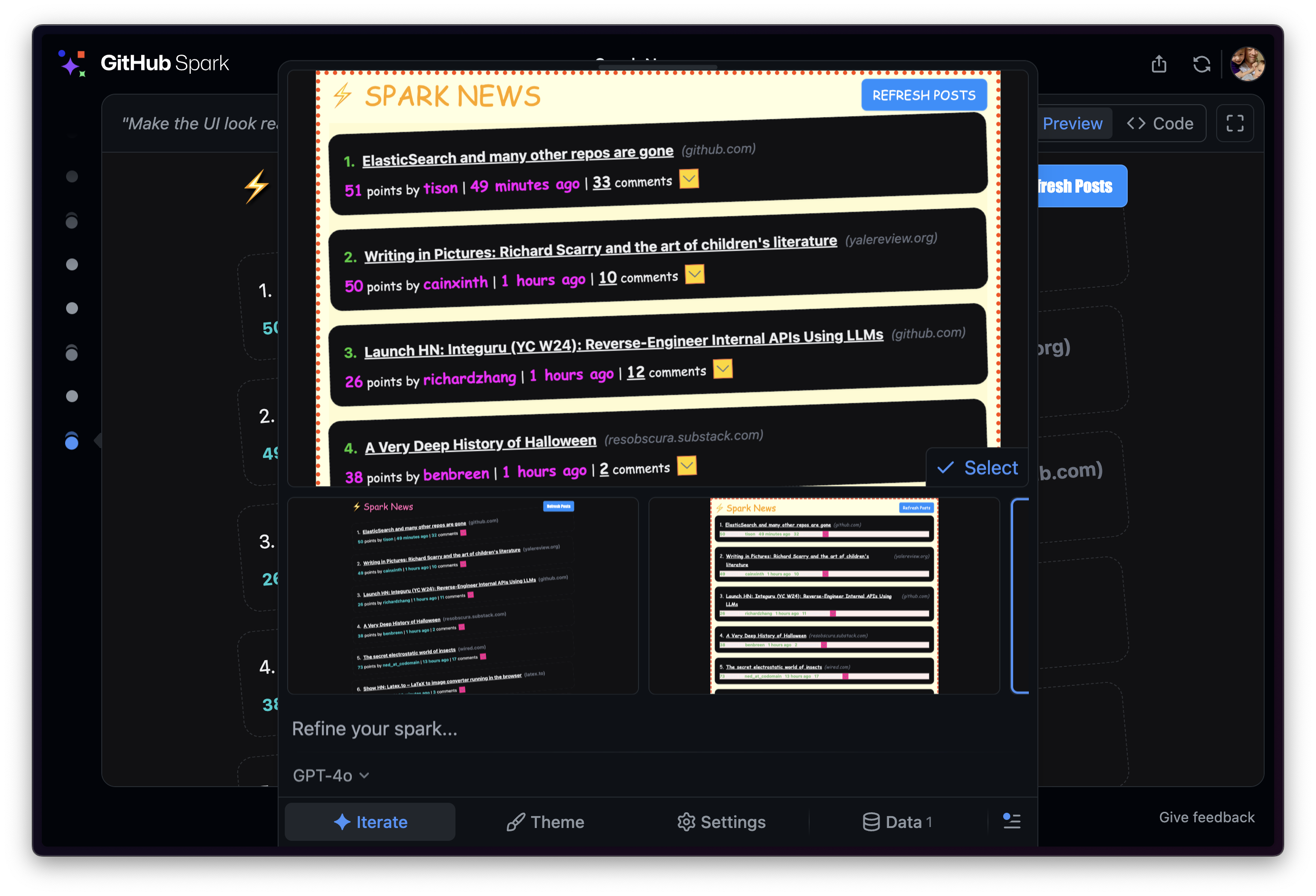 Spark editor variants